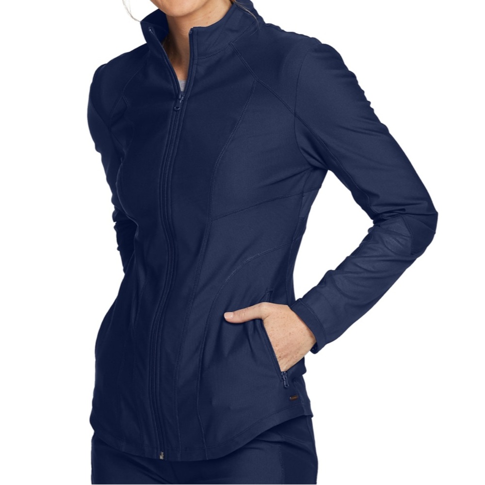 Mesh accent front zip jacket